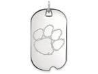10k White Gold Logoart Clemson University Large Dog Tag Pendant Necklace