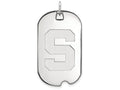 10k White Gold Logoart Michigan State University Large Dog Tag Pendant Necklace