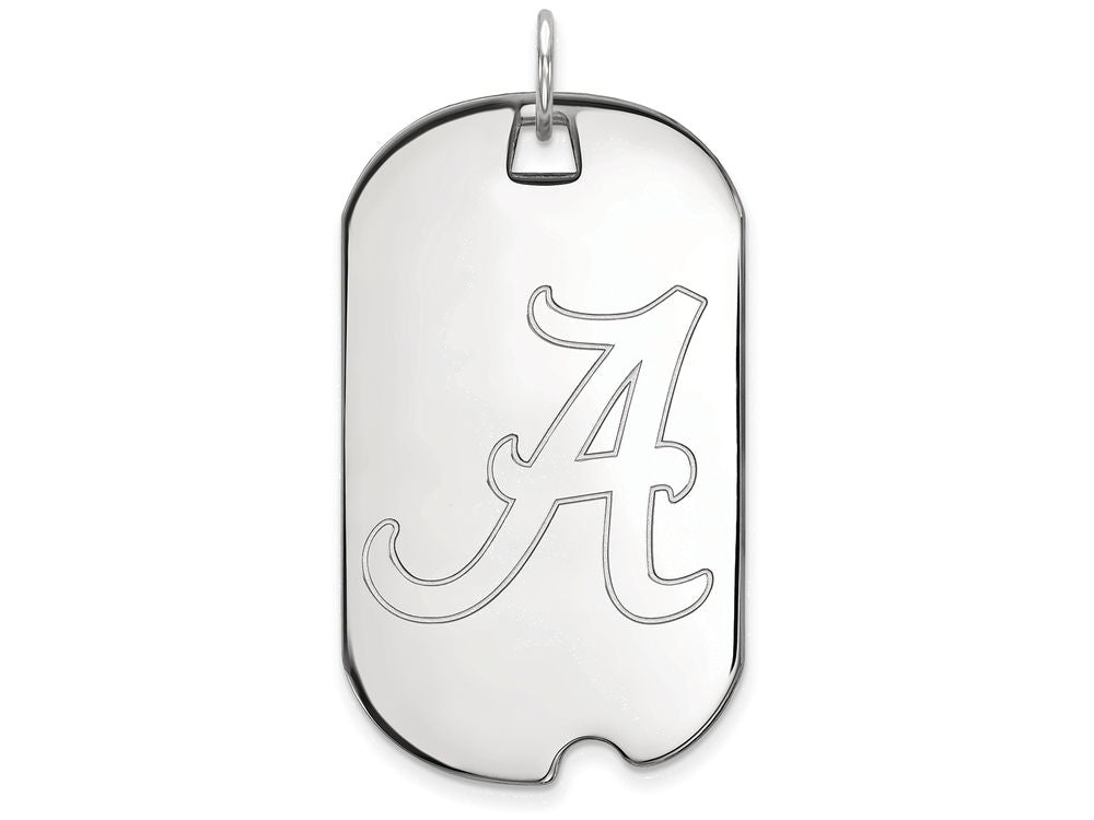 10k White Gold Logoart University Of Alabama Large Dog Tag Pendant Necklace