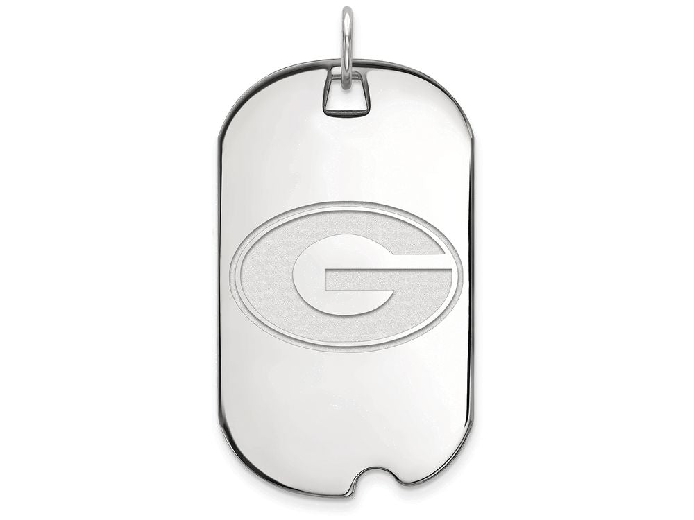 10k White Gold Logoart University Of Georgia Large Dog Tag Pendant Necklace
