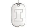 10k White Gold Logoart University Of Illinois Large Dog Tag Pendant Necklace