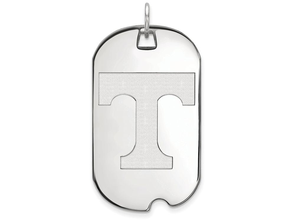 10k White Gold Logoart University Of Tennessee Large Dog Tag Pendant Necklace