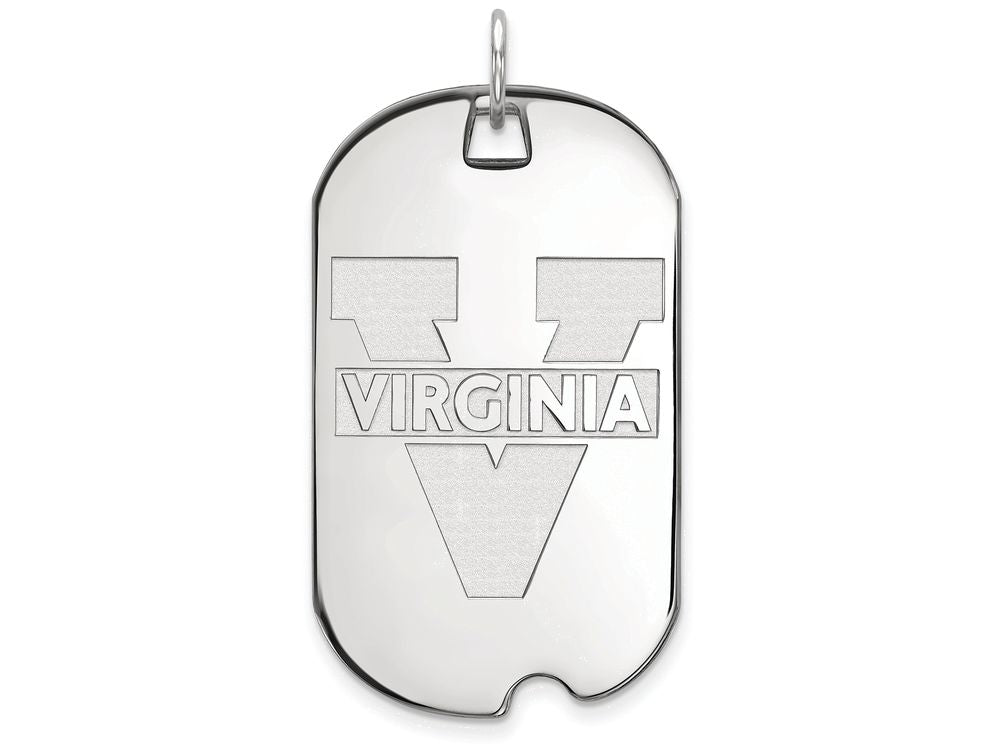 10k White Gold Logoart University Of Virginia Large Dog Tag Pendant Necklace
