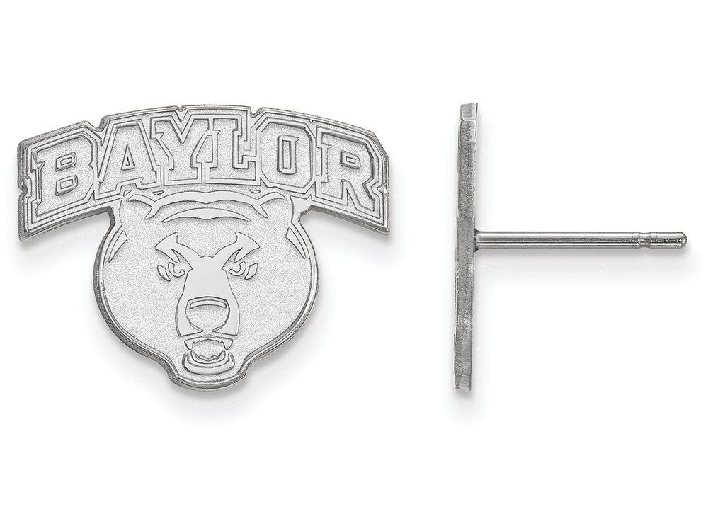 10k White Gold Logoart Baylor University Small Post Earrings