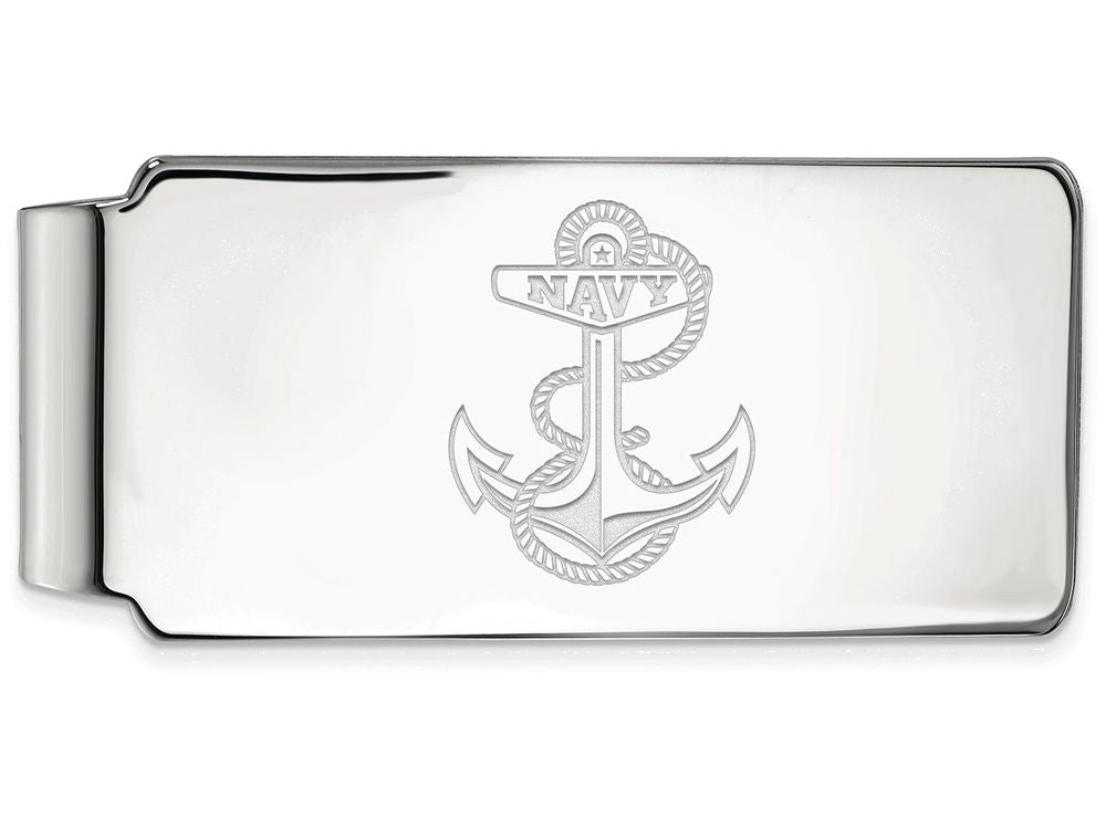 10k White Gold Logoart Navy Money Clip