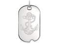 10k White Gold Logoart Navy Large Dog Tag Pendant Necklace