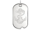 10k White Gold Logoart Navy Large Dog Tag Pendant Necklace