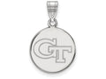 10k White Gold Logoart Georgia Institute Of Technology Medium Disc Pendant