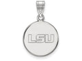10k White Gold Logoart Louisiana State University Medium Disc Pendant