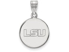 10k White Gold Logoart Louisiana State University Medium Disc Pendant