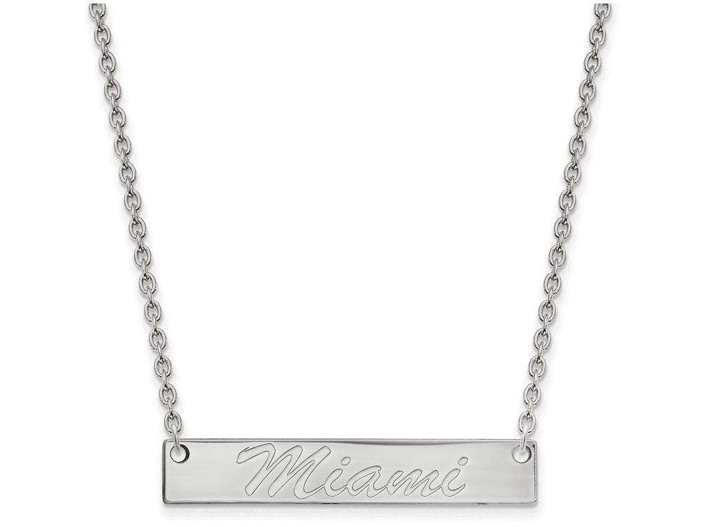 Logoart 10k White Gold Miami University Bar Necklace