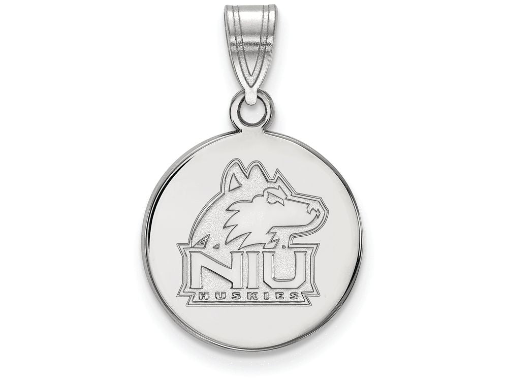 10k White Gold Logoart Northern Illinois University Medium Disc Pendant