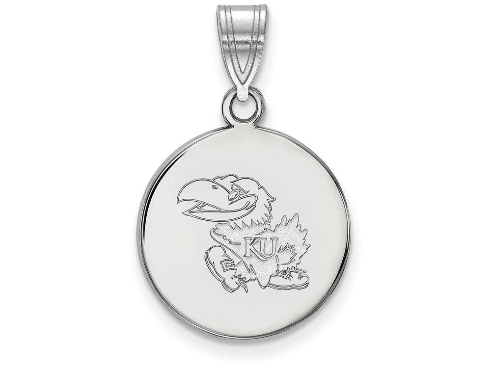 10k White Gold Logoart University Of Kansas Medium Disc Pendant