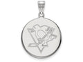 10k White Gold Nhl Logoart Pittsburgh Penguins Large Disc Pendant