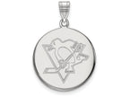 10k White Gold Nhl Logoart Pittsburgh Penguins Large Disc Pendant