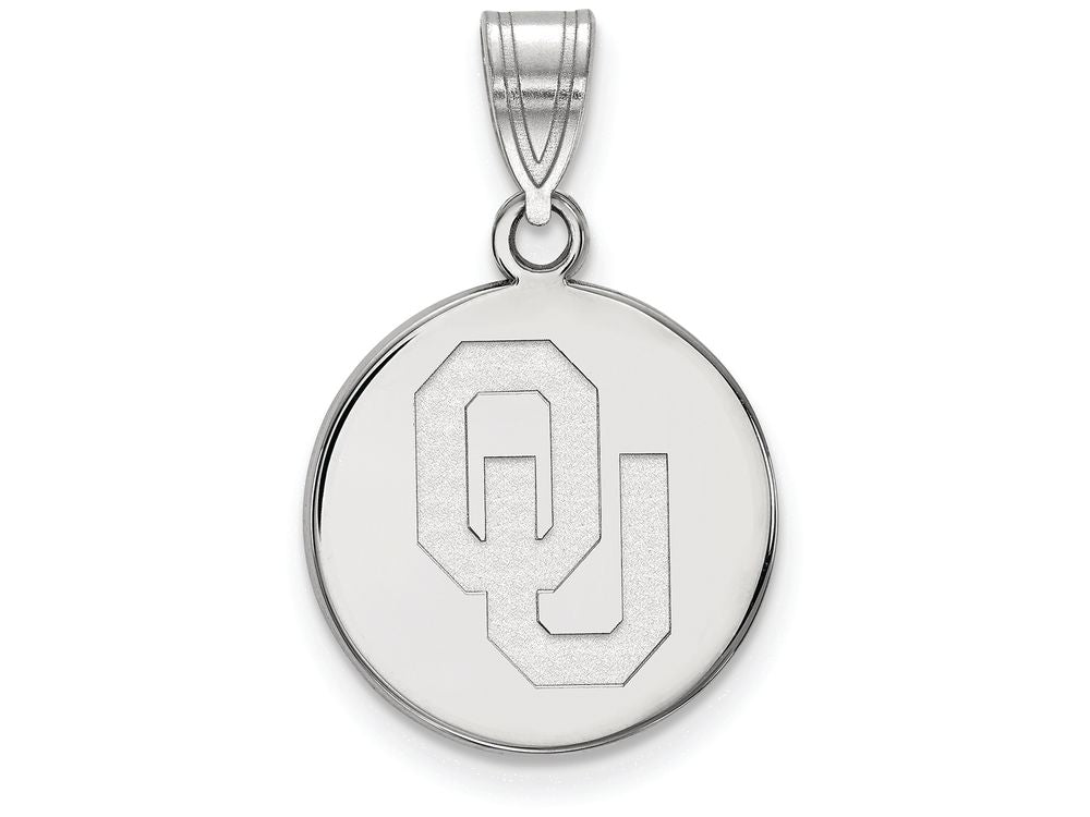 10k White Gold Logoart University Of Oklahoma Medium Disc Pendant
