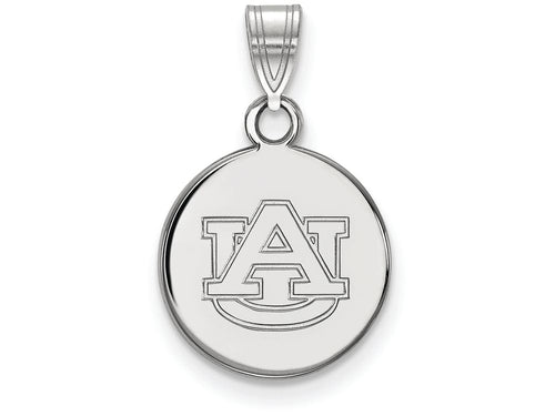 10k White Gold Logoart Auburn University Small Disc Pendant