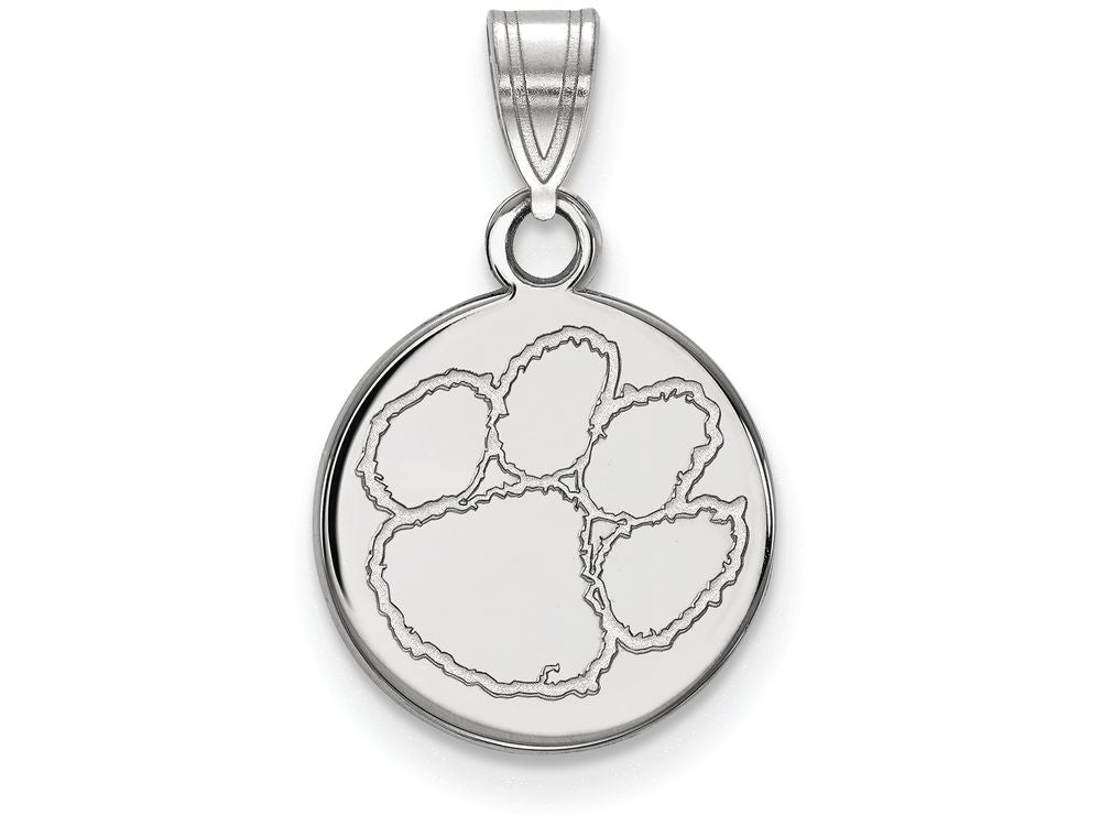 10k White Gold Logoart Clemson University Small Disc Pendant