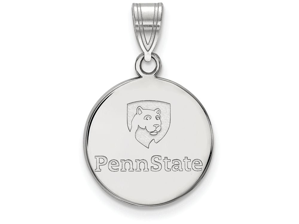 10k White Gold Logoart Penn State University Medium Disc Pendant