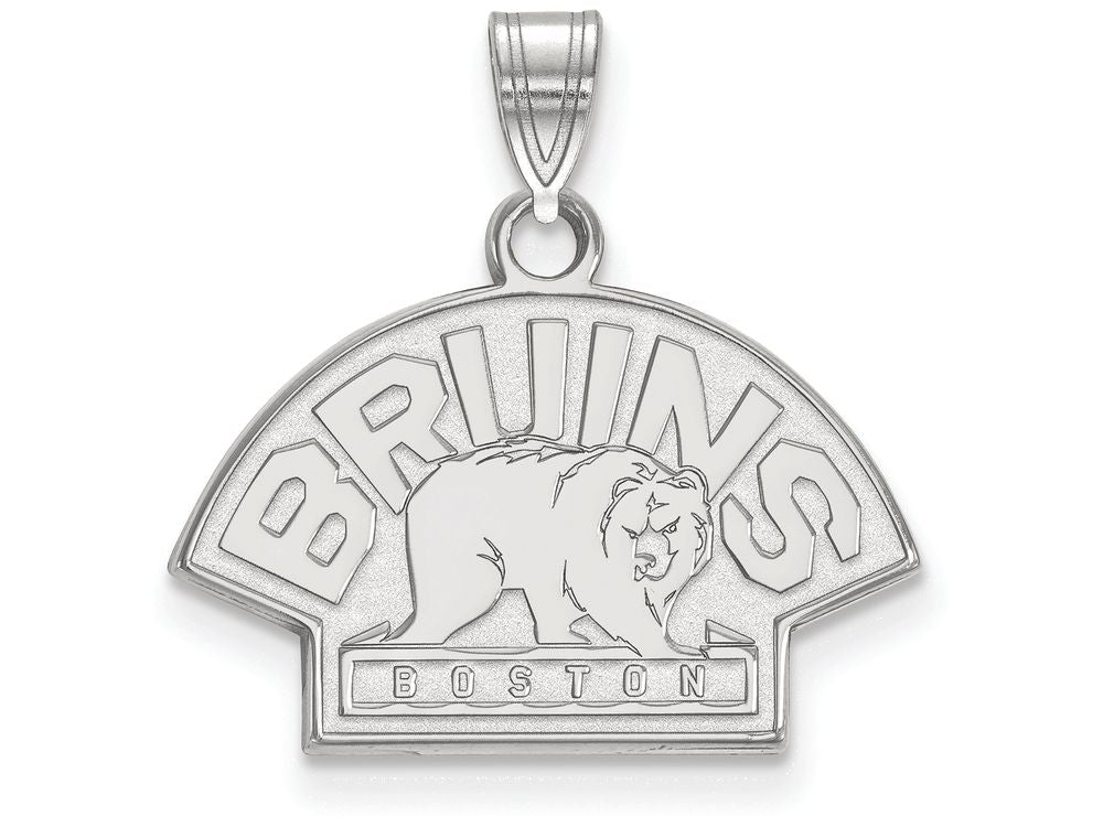 10k White Gold Nhl Logoart Boston Bruins Small Pendant