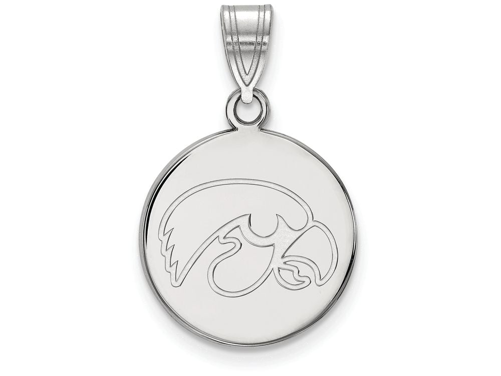 Logoart 10k White Gold University Of Iowa Medium Disc Pendant