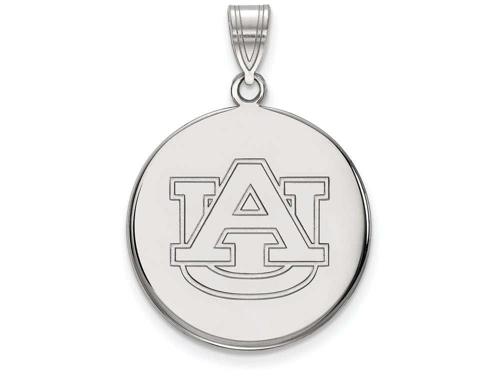 10k White Gold Logoart Auburn University Large Disc Pendant