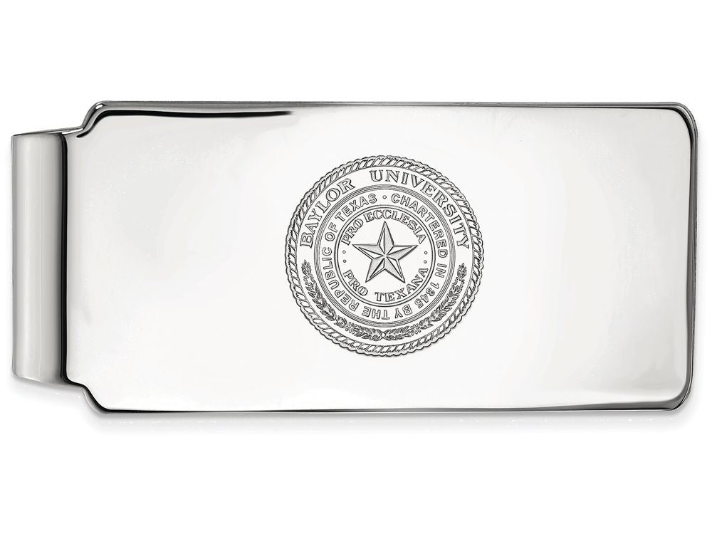 10k White Gold Logoart Baylor University Money Clip Crest