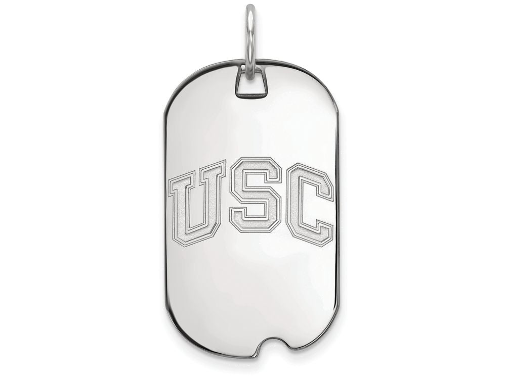 Logoart 10k White Gold University Of Southern California Small Dog Tag Pendant Necklace