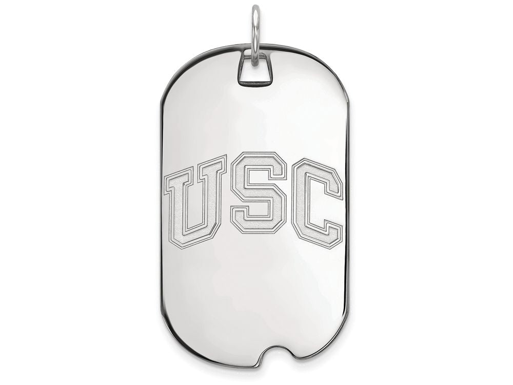 Logoart 10k White Gold University Of Southern California Large Dog Tag Pendant Necklace