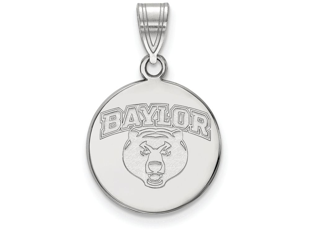 10k White Gold Logoart Baylor University Medium Disc Pendant