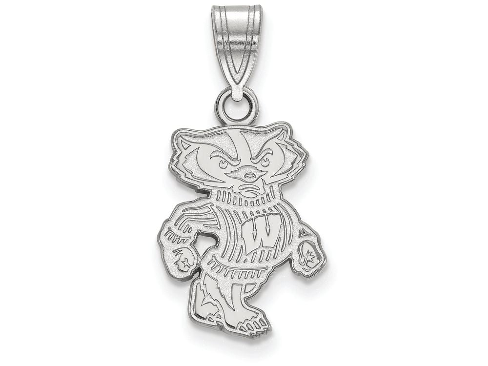 10k White Gold Logoart University Of Wisconsin Medium Pendant