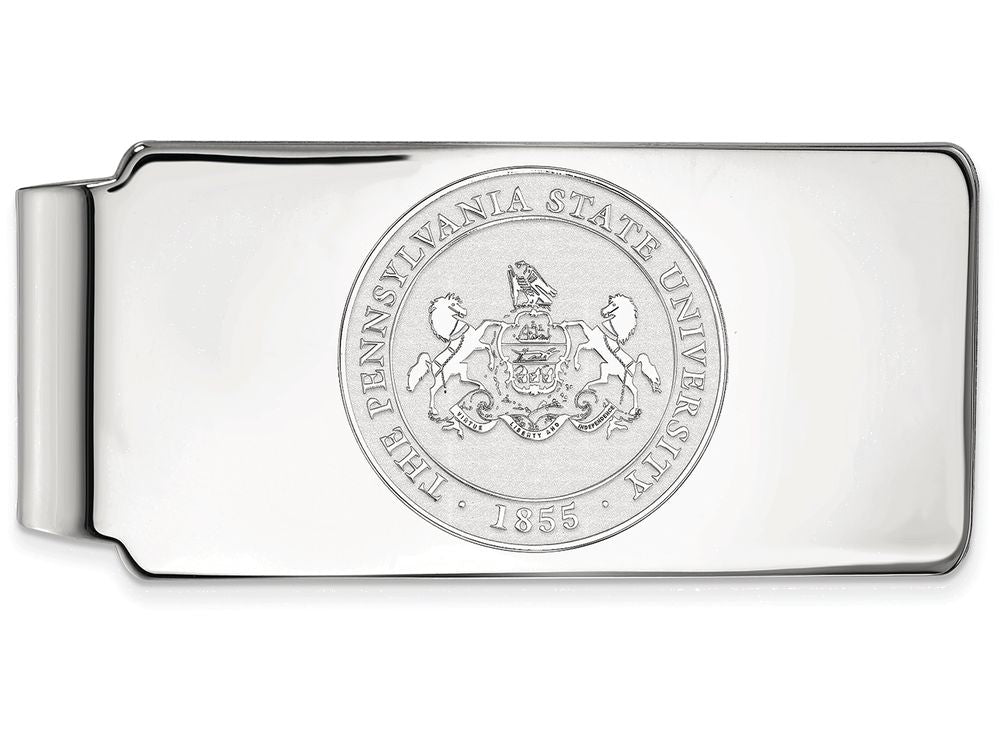 10k White Gold Logoart Penn State University Money Clip Crest