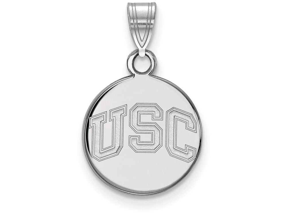 Logoart 10k White Gold University Of Southern California Small Disc Pendant