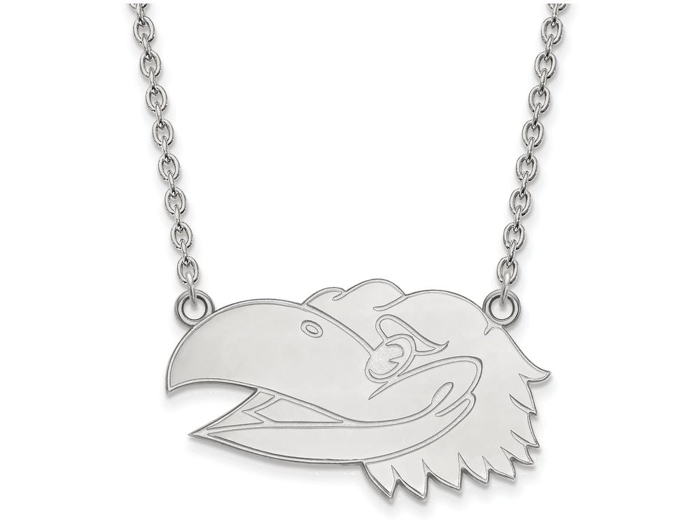 10k White Gold Logoart University Of Kansas Large Pendant Necklace
