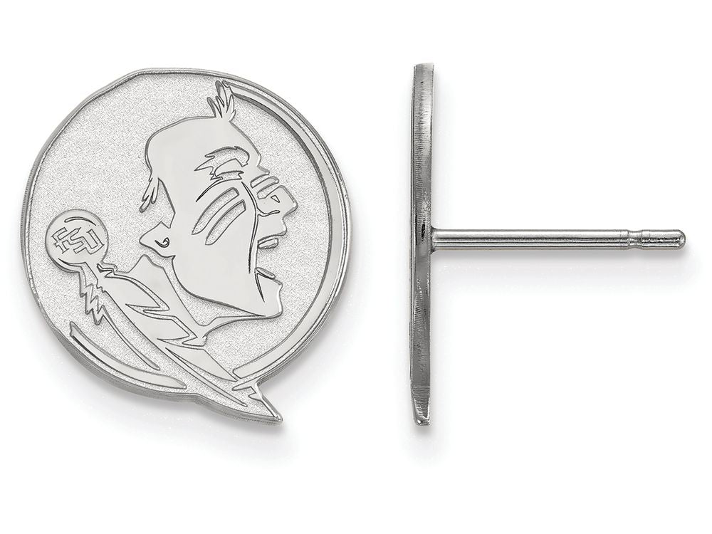 10k White Gold Logoart Florida State University Small Post Earrings