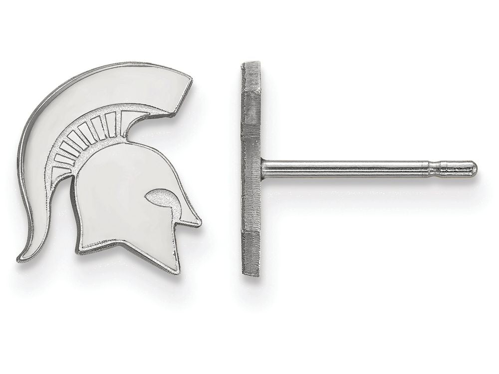 10k White Gold Logoart Michigan State University Extra Small Post Earrings