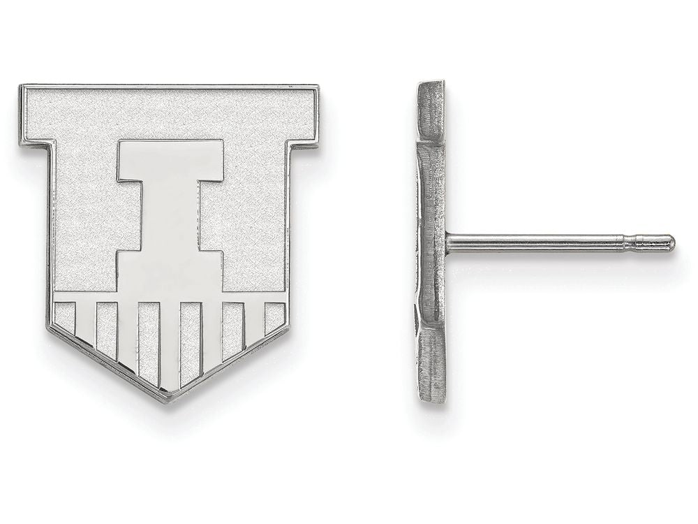 10k White Gold Logoart University Of Illinois Small Post Earrings