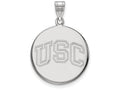 Logoart 10k White Gold University Of Southern California Large Disc Pendant
