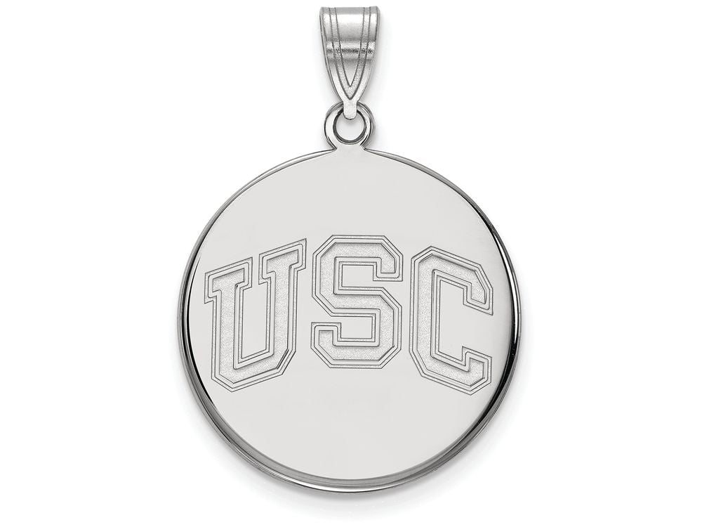 Logoart 10k White Gold University Of Southern California Large Disc Pendant