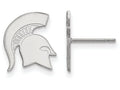10k White Gold Logoart Michigan State University Small Post Earrings