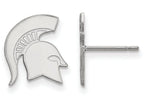 10k White Gold Logoart Michigan State University Small Post Earrings
