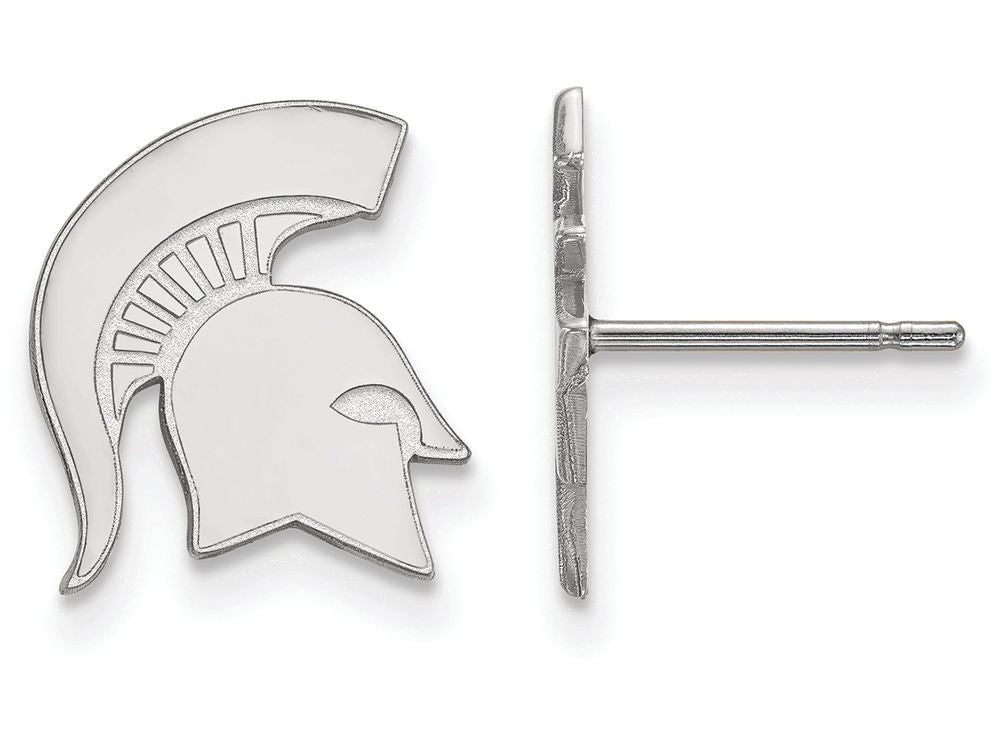 10k White Gold Logoart Michigan State University Small Post Earrings