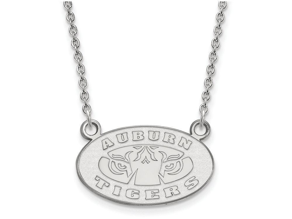 10k White Gold Logoart Auburn University Small Pendant Necklace