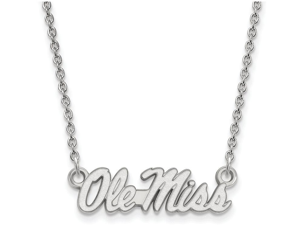 10k White Gold Logoart University Of Mississippi Small Pendant Necklace