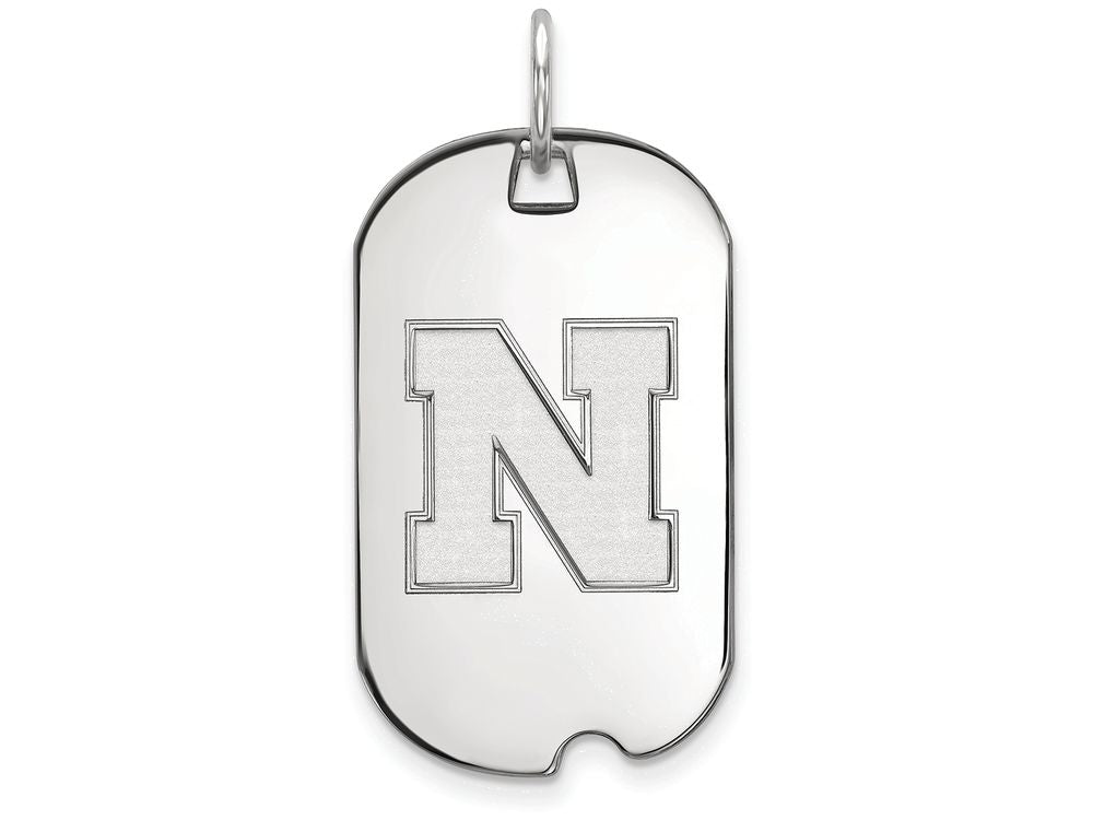 10k White Gold Logoart University Of Nebraska Small Dog Tag Pendant Necklace