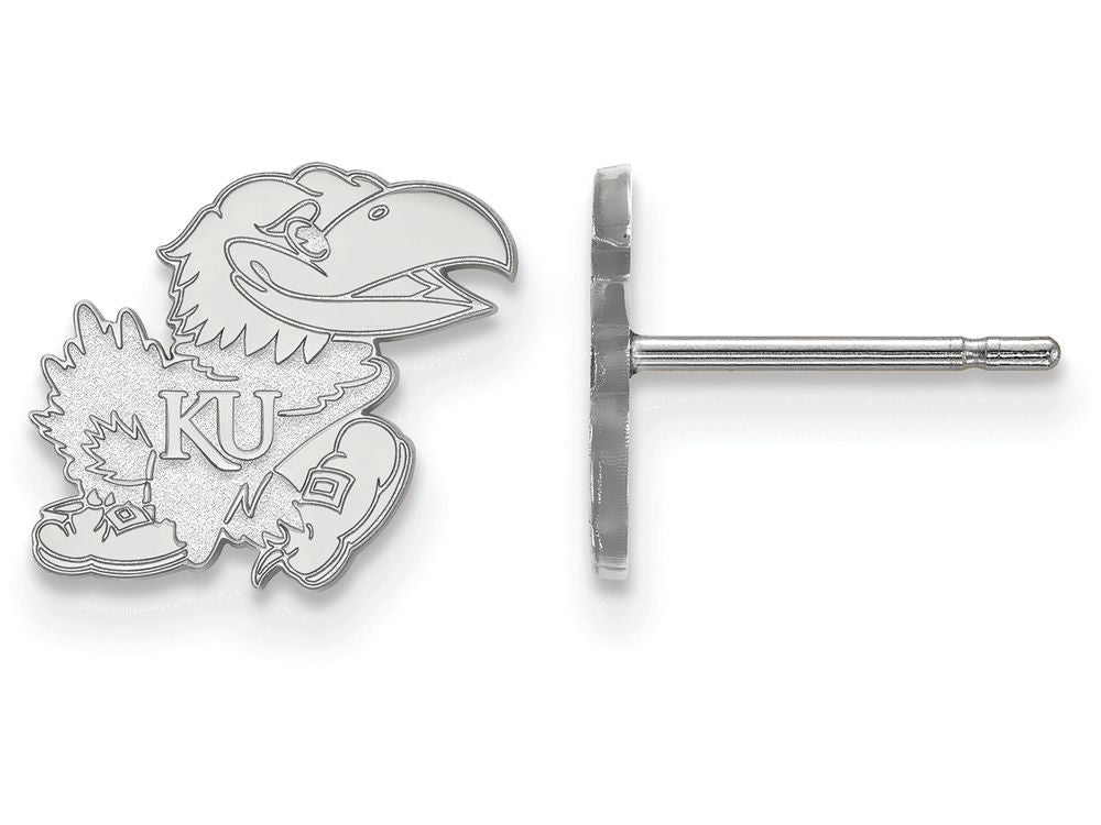 10k White Gold Logoart University Of Kansas Extra Small Post Earrings