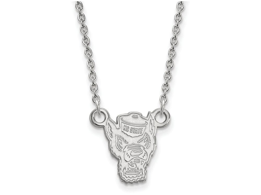 10k White Gold Logoart North Carolina State University Small Pendant Necklace