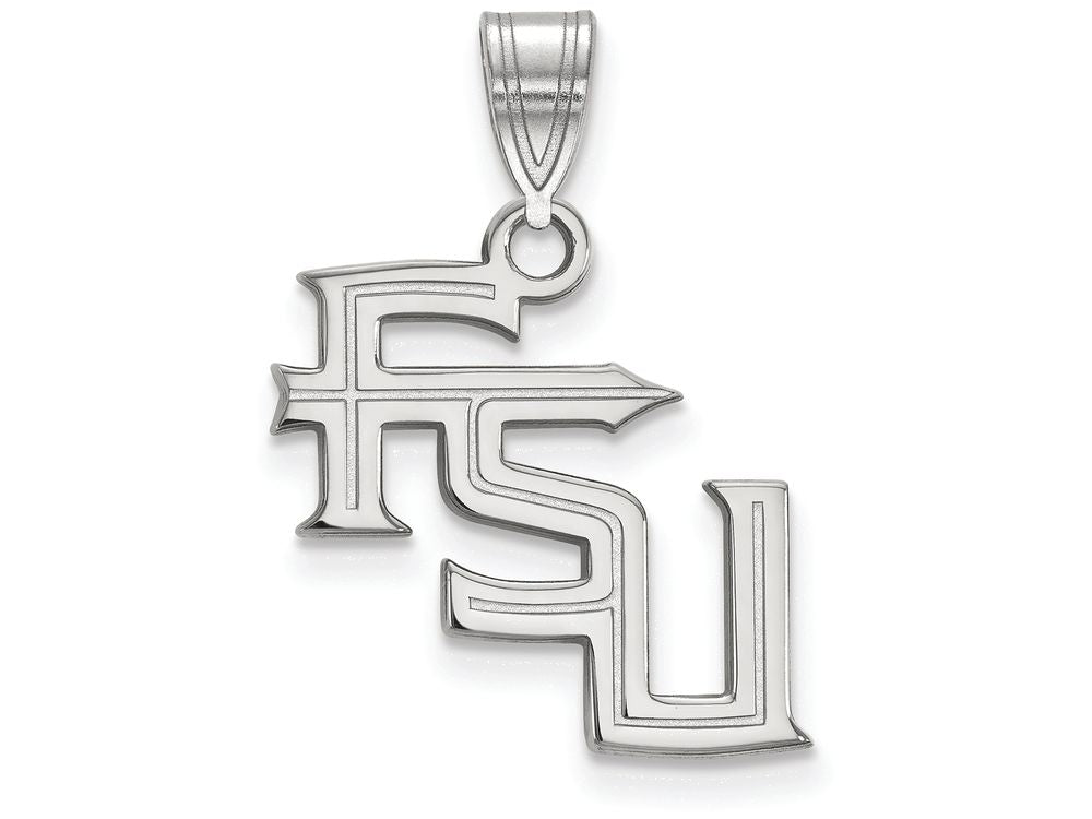 10k White Gold Logoart Florida State University Medium Pendant