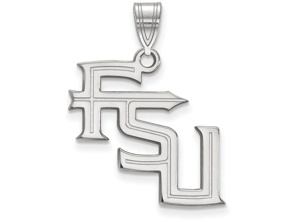 10k White Gold Logoart Florida State University Large Pendant