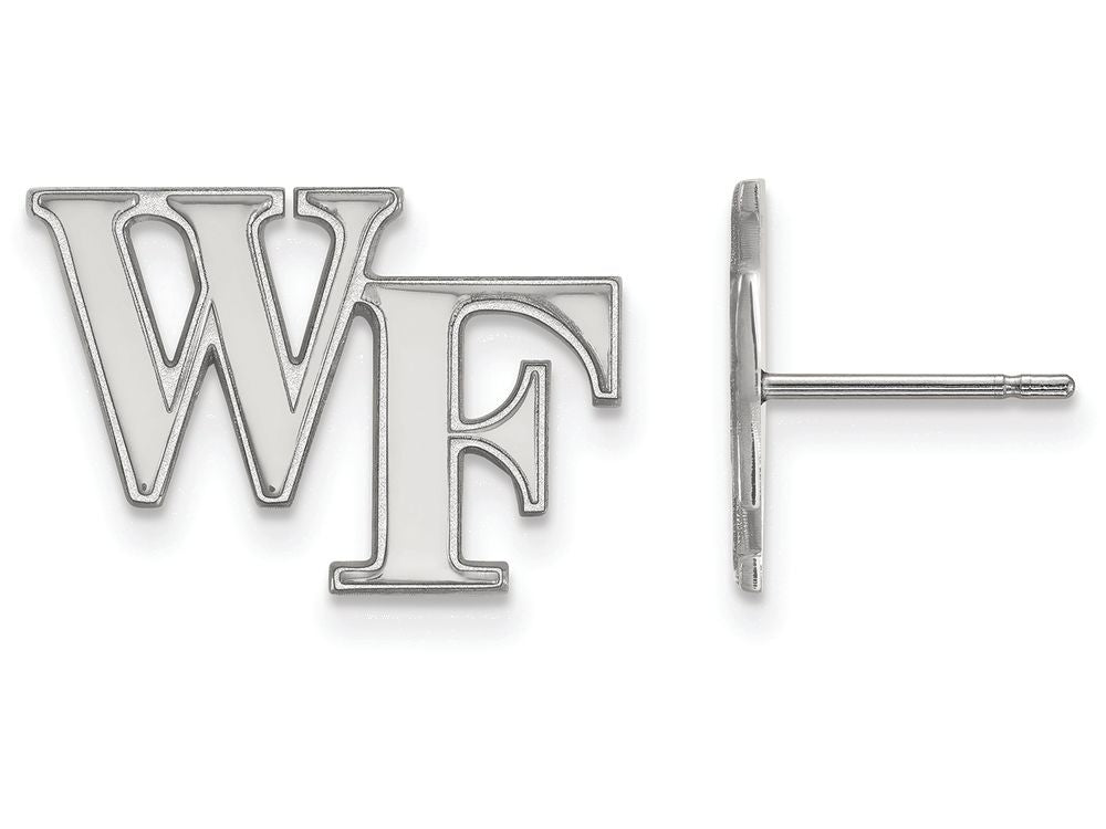 10k White Gold Logoart Wake Forest University Small Post Earringss